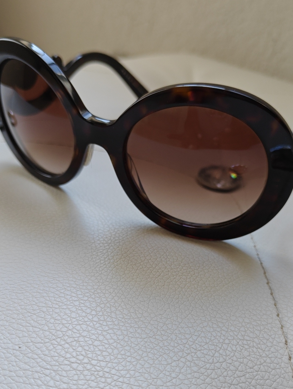 Prada Round Tortoiseshell Sunglasses - Brown Gradient Lenses